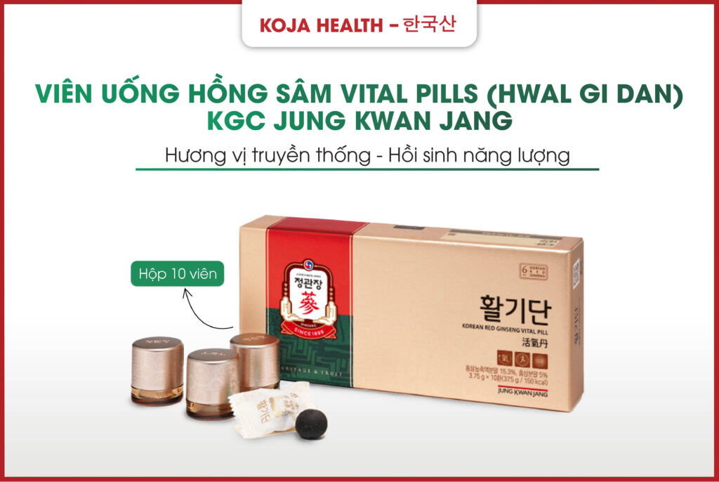 Viên Uống Hồng Sâm Vital Pills (hwal Gi Dan) Kgc Jung Kwan Jang 10 Viên